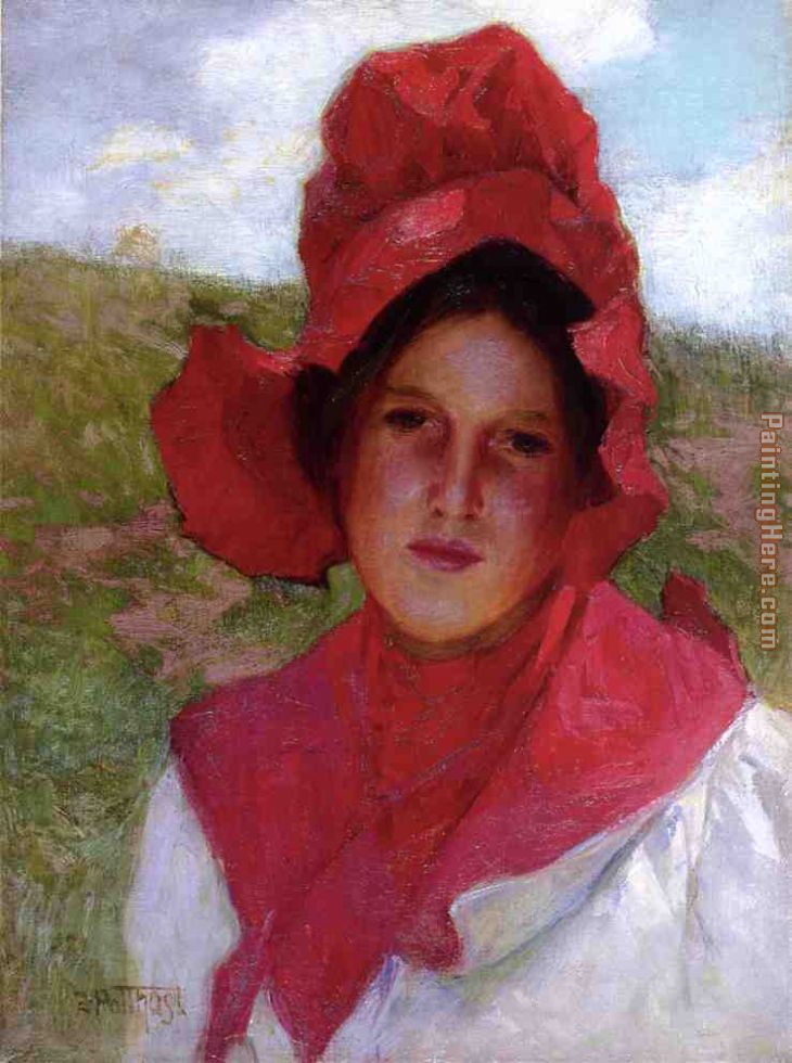 Girl in a Red Bonnet painting - Edward Henry Potthast Girl in a Red Bonnet art painting